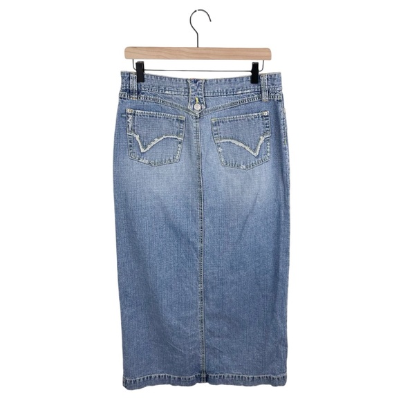 Vintage 2000s Y2K Unionbay Front Slit Long Denim Jean Maxi Skirt Women's Size 9 - Picture 2 of 9